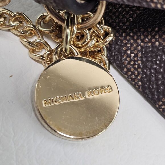 Michael Kors Signature Logo Belt Gold Buckle Gold Chain Gold MK Tag – Size L - Picture 3 of 6